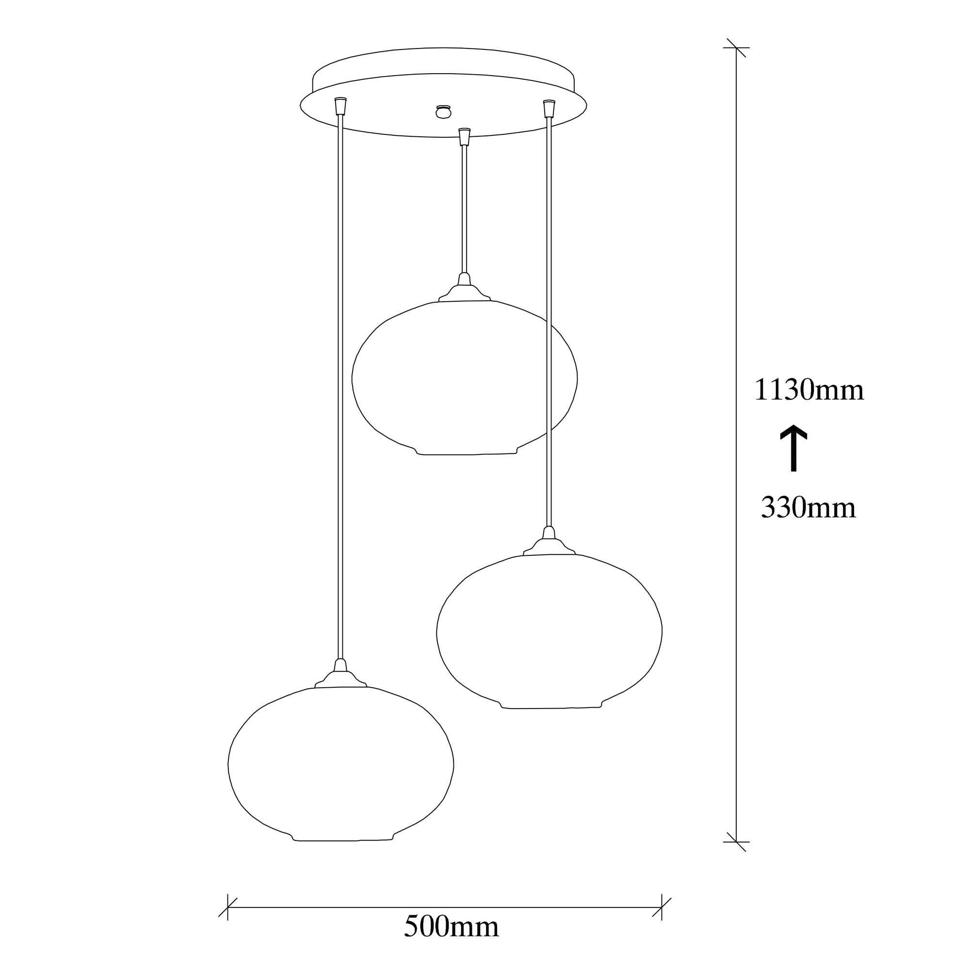 Industrial pendant lamp 3 elements metal honey 4
