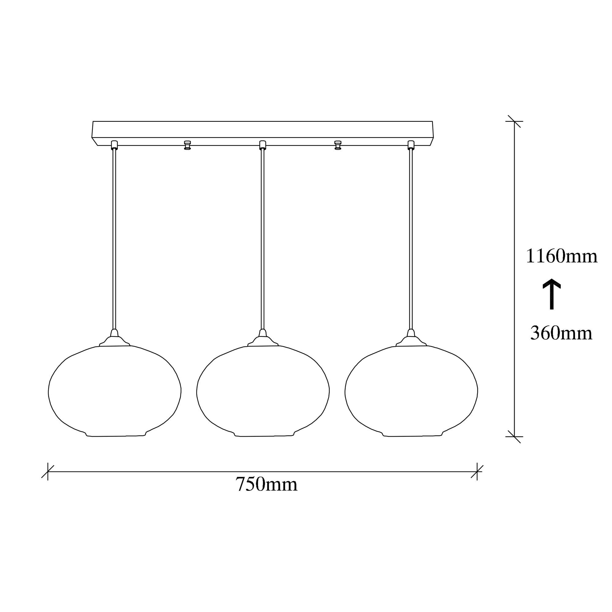 Industrial pendant lamp 3 elements metal honey 4