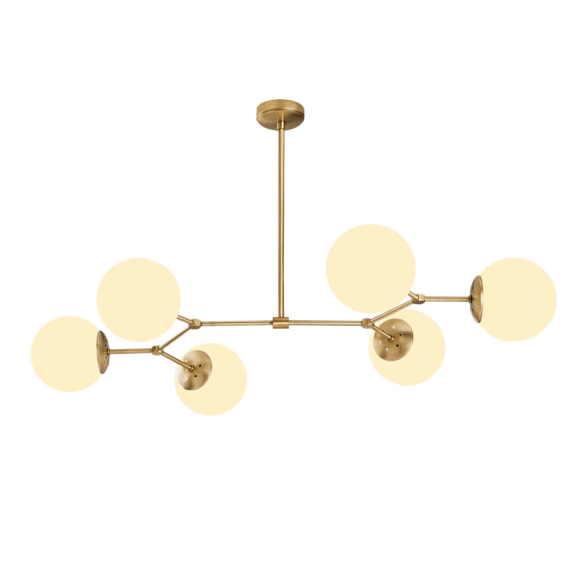 Pendant lamp 6 glass spheres metal white gold 6