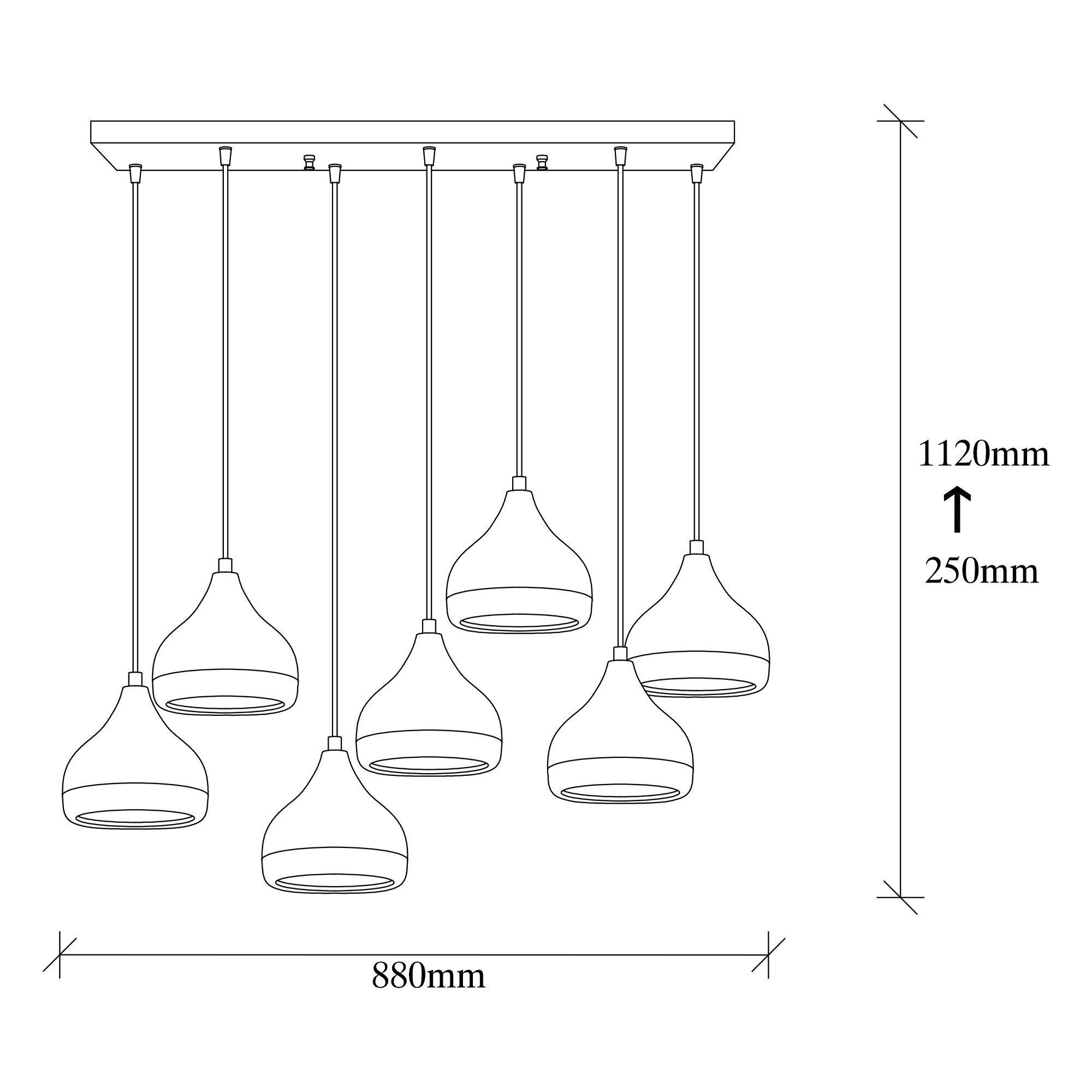 Pendant lamp with 7 elements metal black 2
