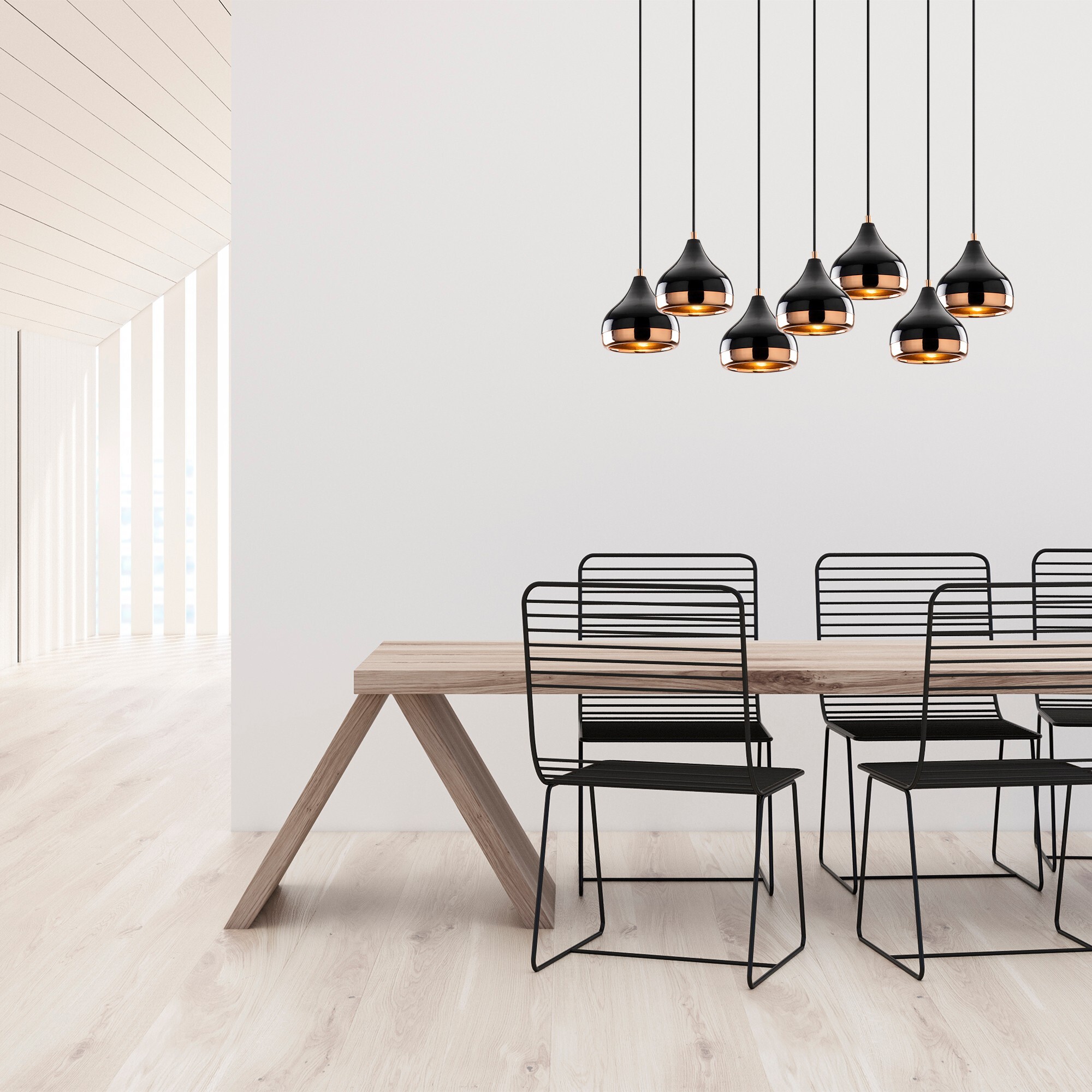 Pendant lamp with 7 elements metal black 0