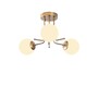 Pendant lamp 3 glass spheres metal white gold 1