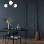 Pendant lamp 3 glass spheres metal white gold 0