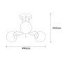 Pendant lamp 3 glass spheres metal white gold 2