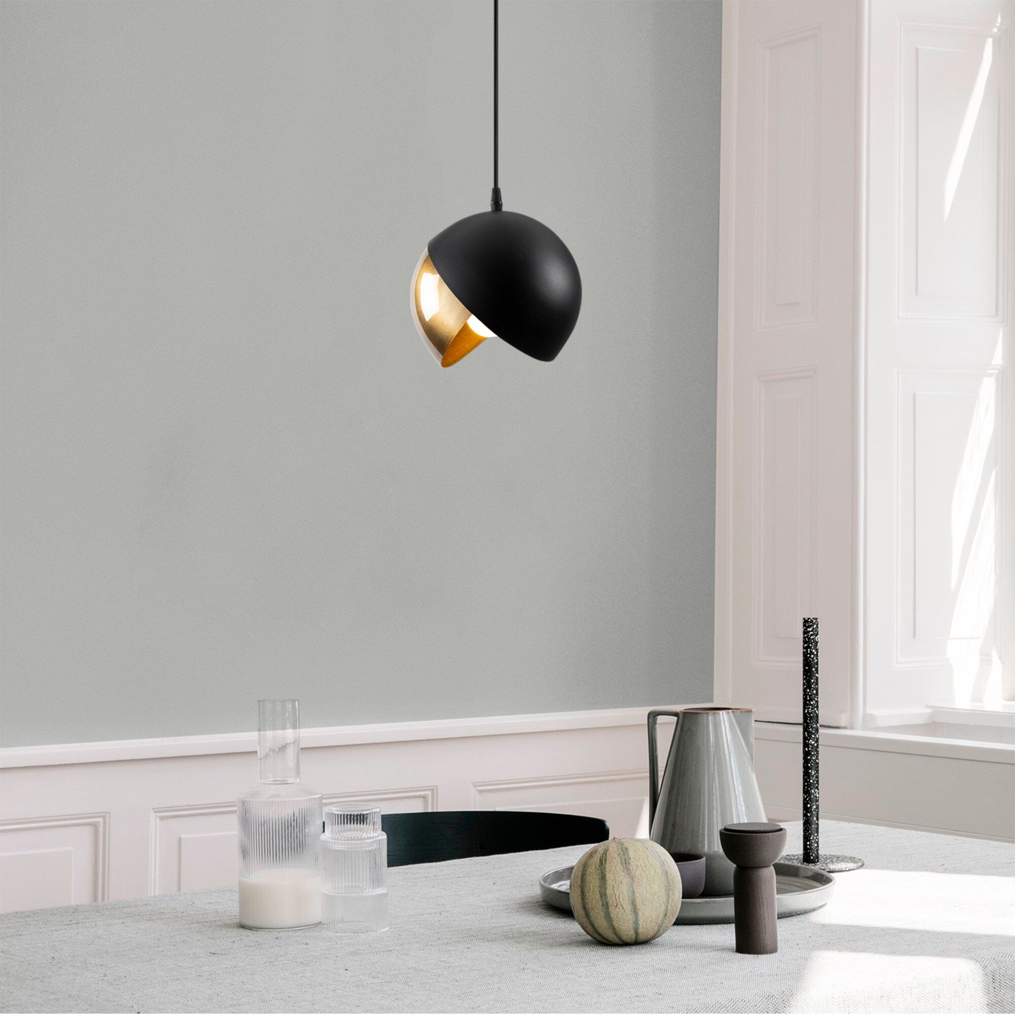 Lampada a sospensione metallo nero oro Ø 20cm 0