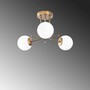 Pendant lamp 3 glass spheres metal white gold 3