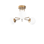Pendant lamp 3 glass spheres metal white gold 4