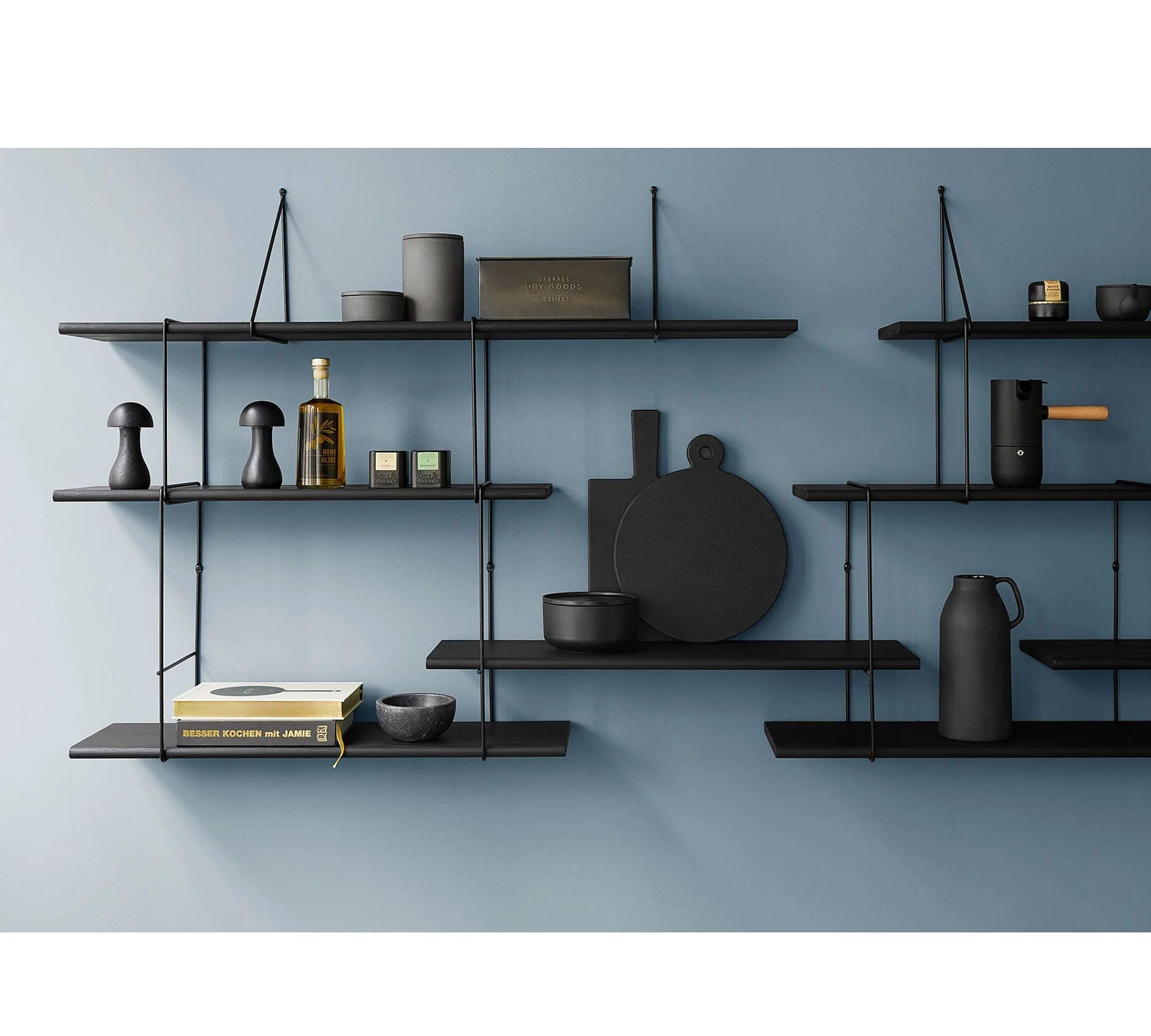 Link set 1 Shelf Wood Steel Black 0