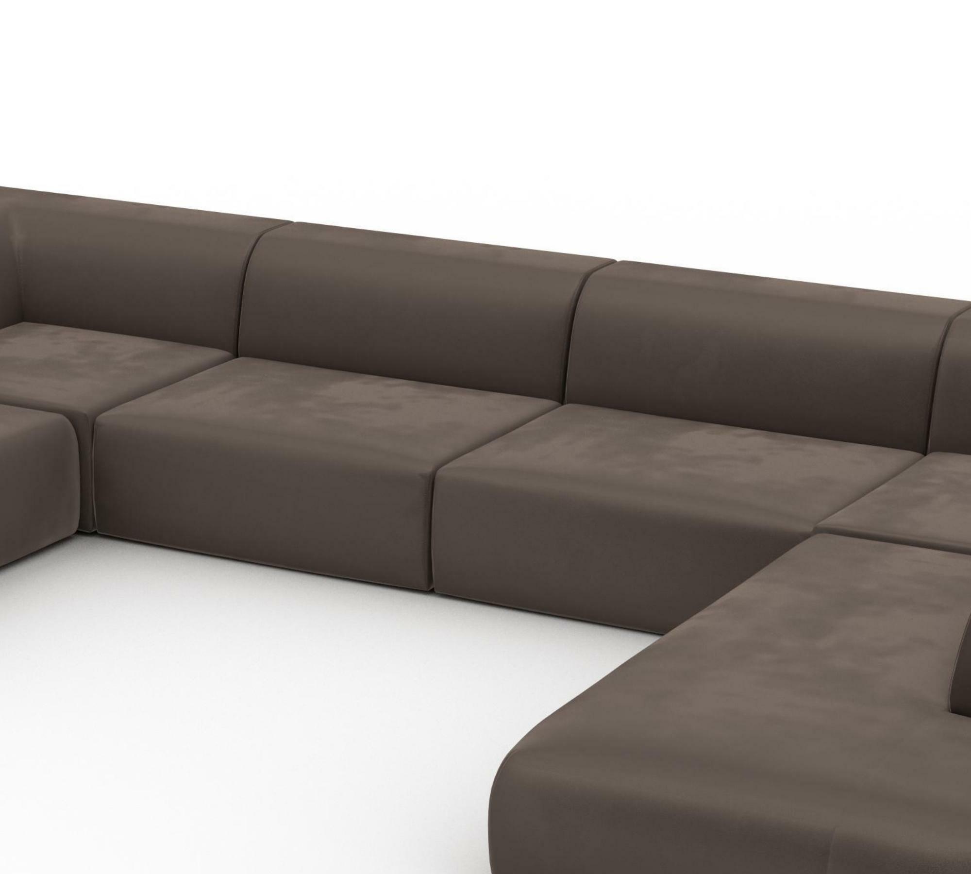 Pyllow Sofalandschaft Samt Taupe Grau 3