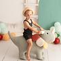 Dino Stuffed Animal Cotton Green White 0