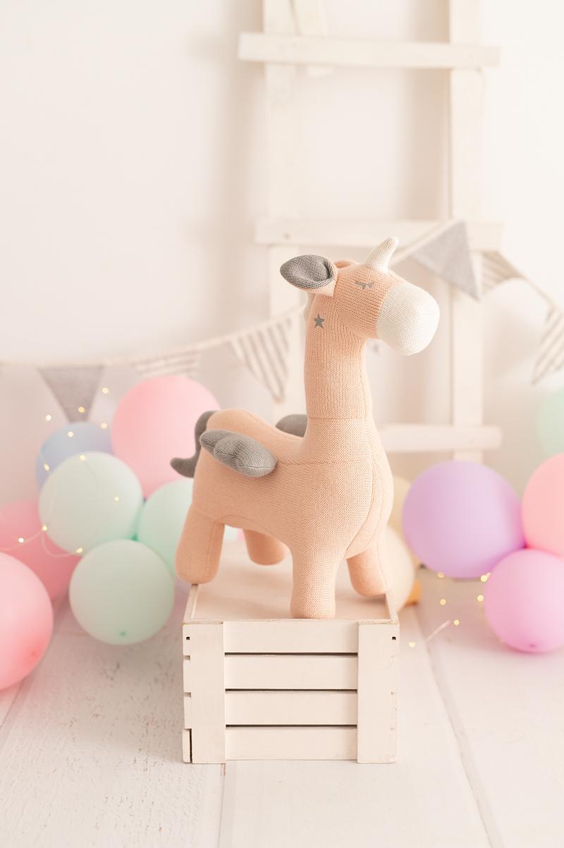 Unicorn stuffed animal cotton pink grey 0