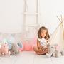 Elephant stuffed animal cotton gray pink 1