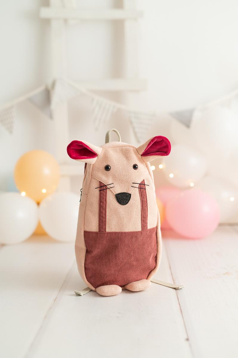 Mouse Backpack Cotton Pink 3