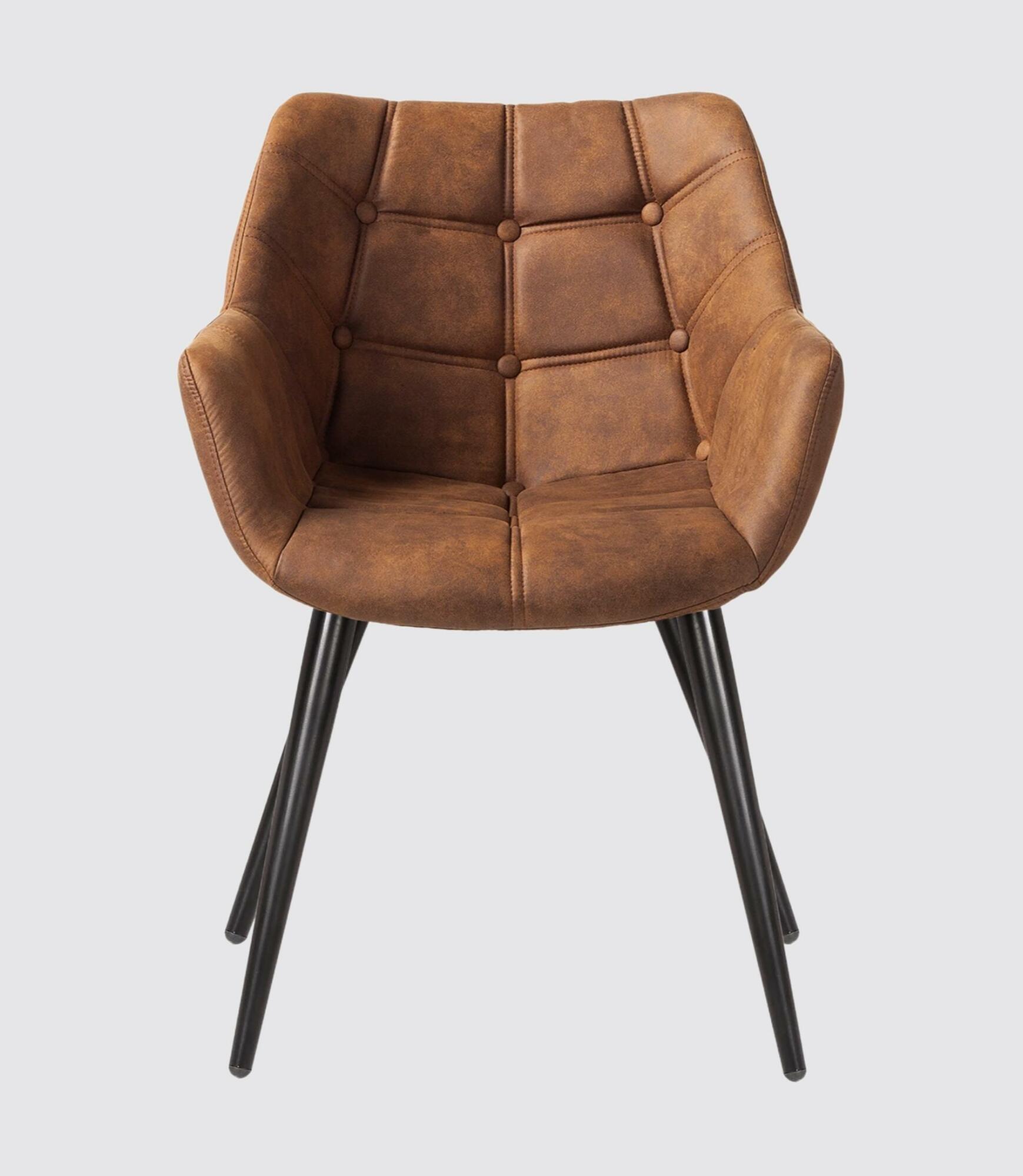 Tufted armchair microfiber cognac 1