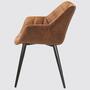 Tufted armchair microfiber cognac 2