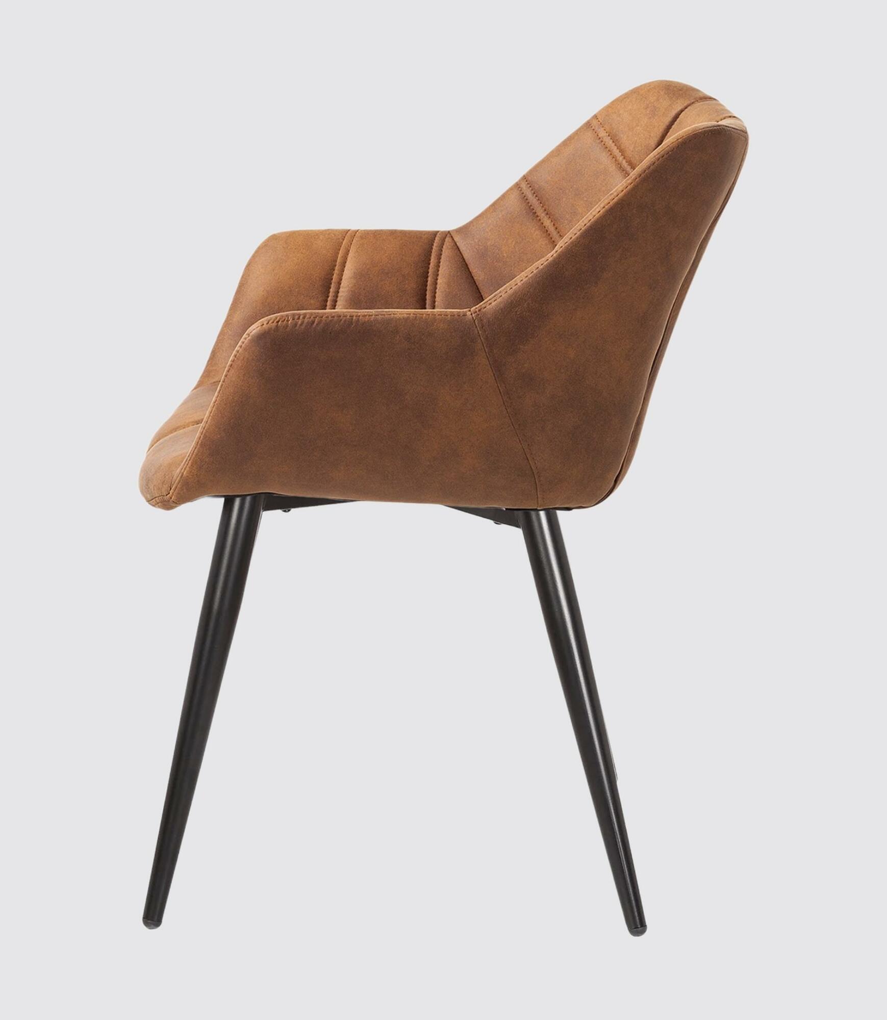 Tufted armchair microfiber cognac 2