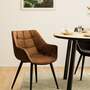 Tufted armchair microfiber cognac 5