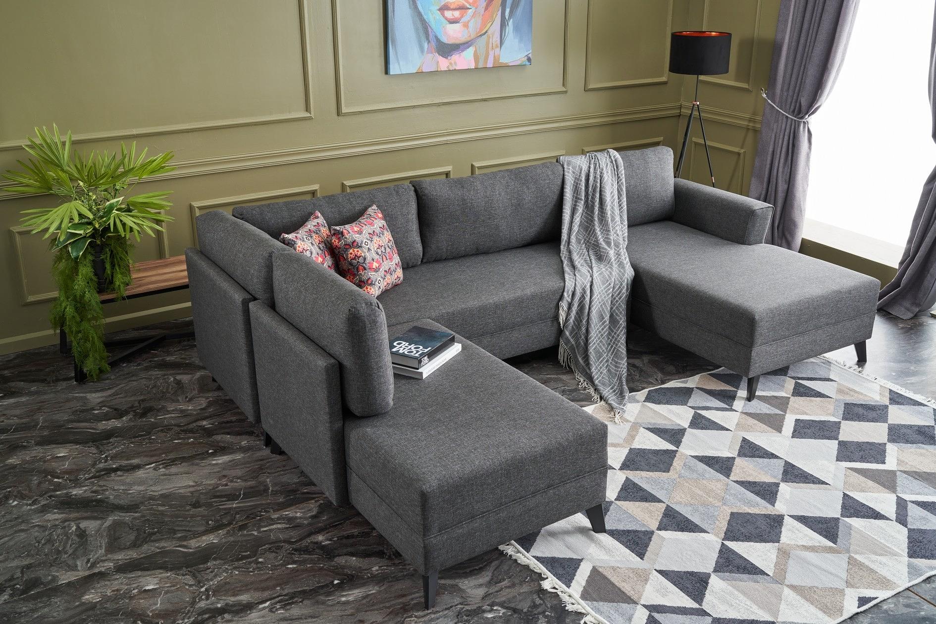 Efsun Sofa bed 4-seater anthracite 1