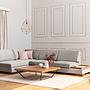 Tulip Corner Sofa Left with Footstool Light Grey 0