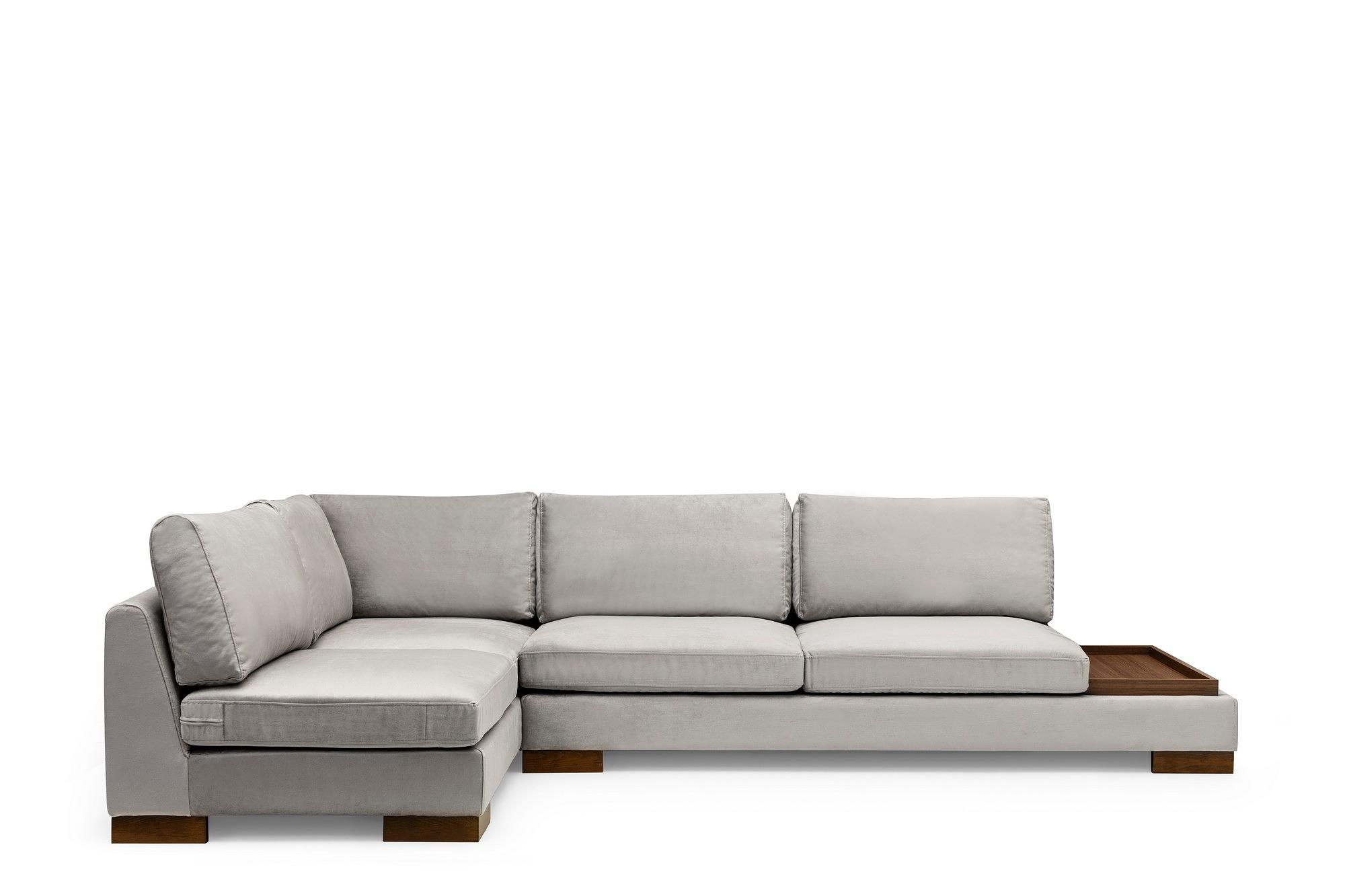 Tulip Corner Sofa Left with Footstool Light Grey 6