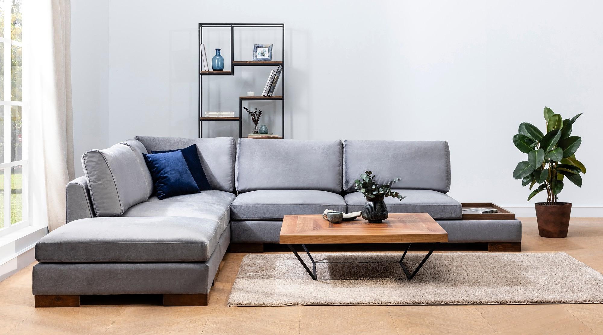 Tulip Corner Sofa Left with Ottoman Dark Grey 0