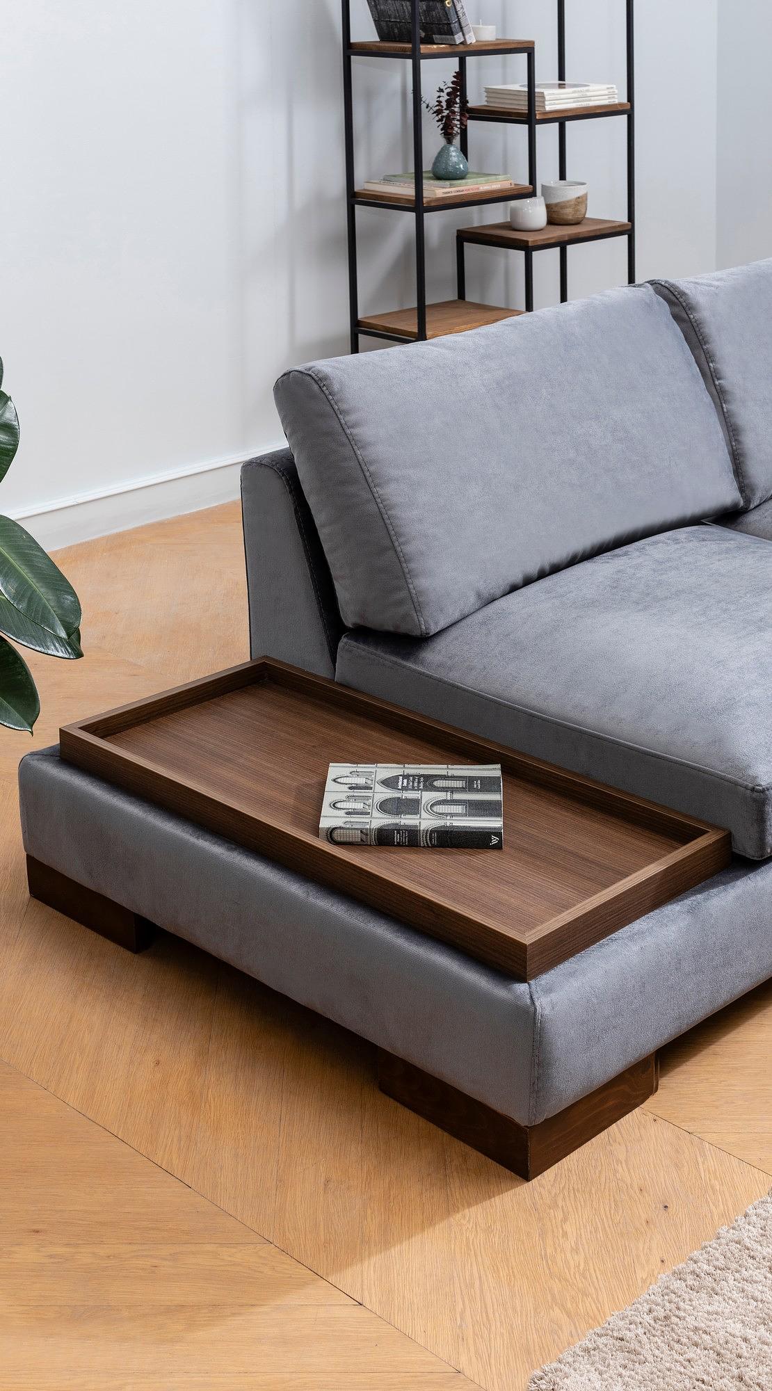 Tulip Corner Sofa Right with Ottoman Dark Grey 3