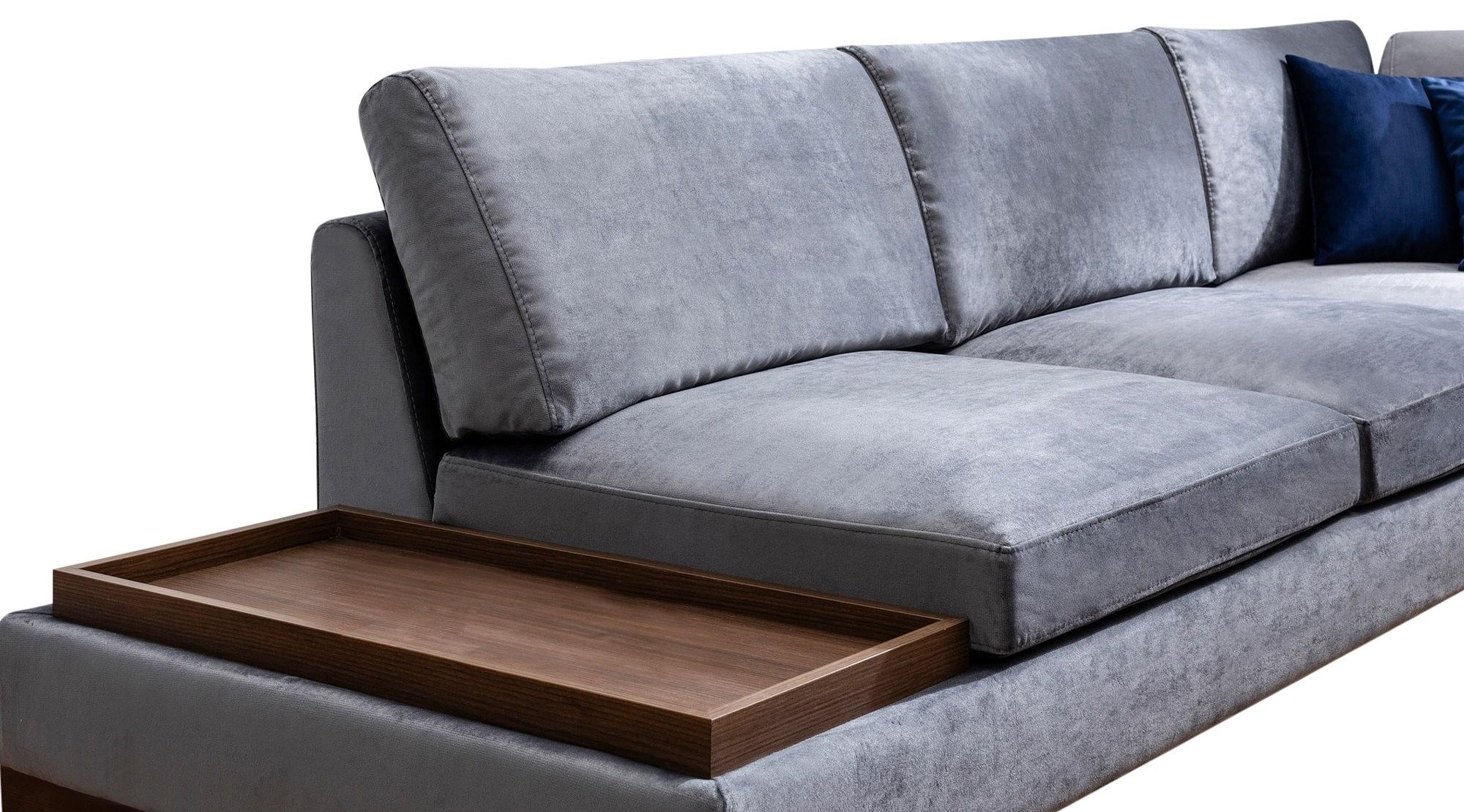 Tulip Corner Sofa Right with Ottoman Dark Grey 8
