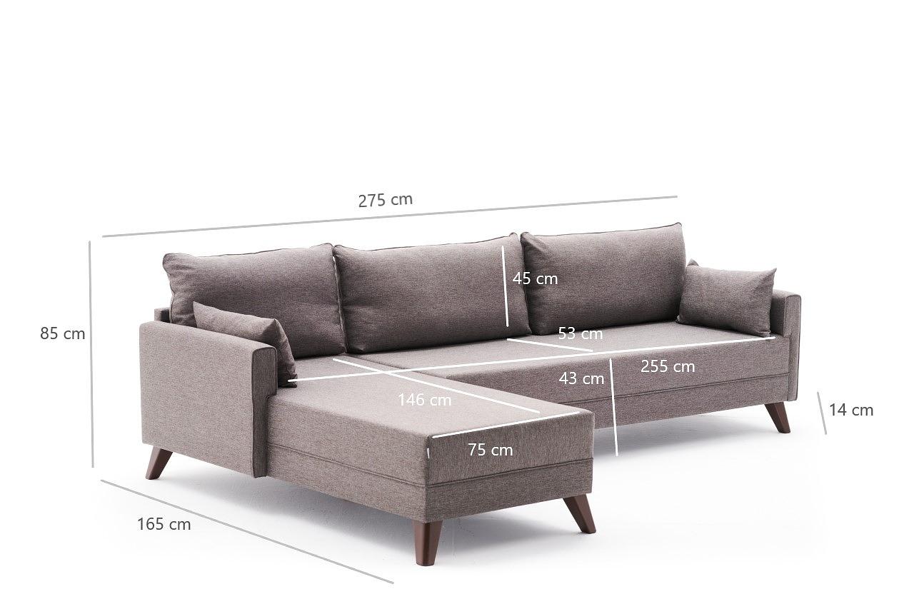 Bella Sofa Chaise Lounge Left Brown 7