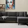 Lima Sofa Chaise Lounge Right Anthracite with golden legs 0