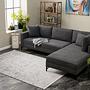 Lima Sofa Chaise Lounge Right Anthracite with golden legs 1