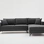 Lima Sofa Chaise Lounge Right Anthracite with golden legs 8