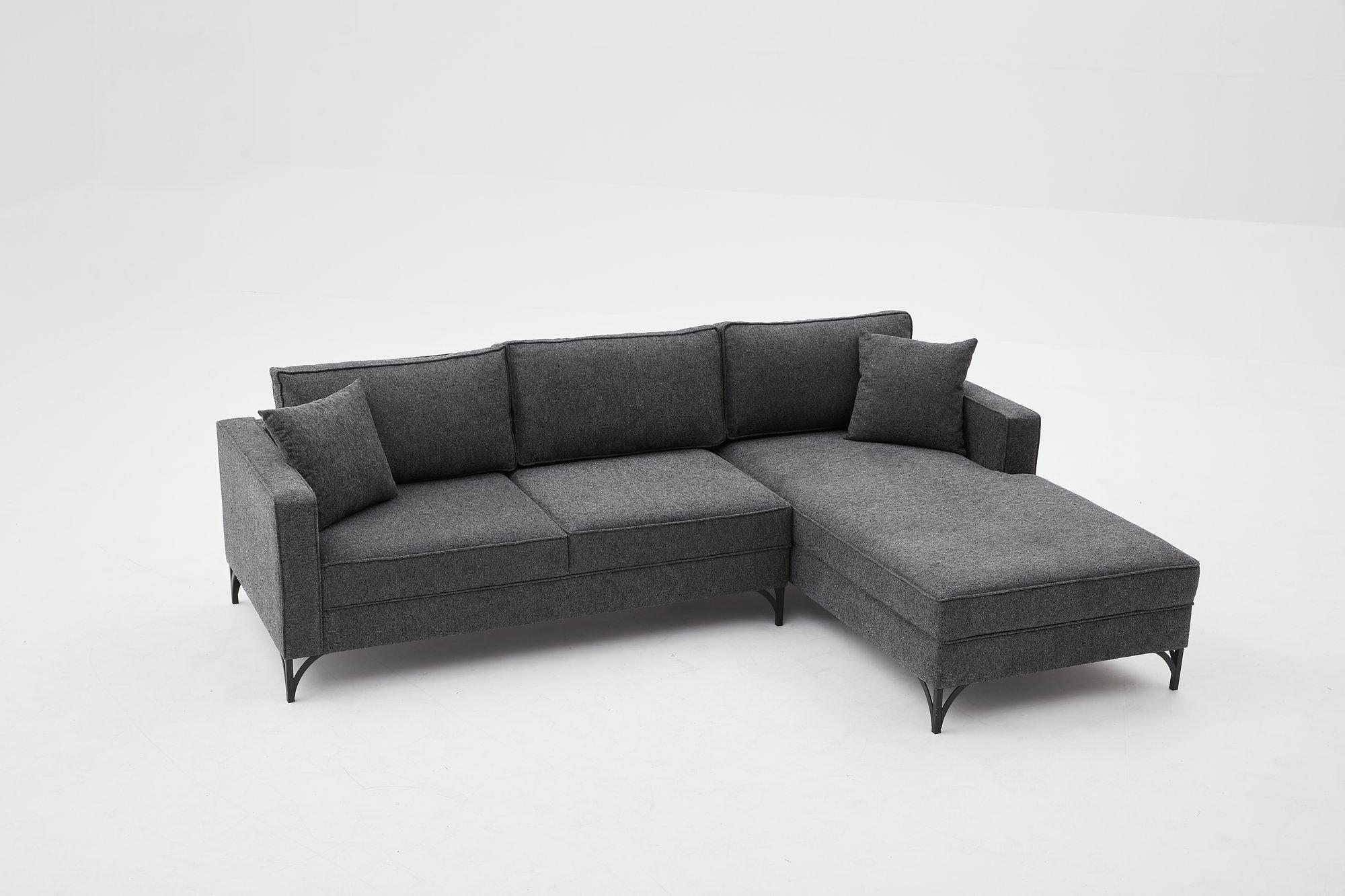Lima Sofa Chaise Lounge Right Anthracite with golden legs 7