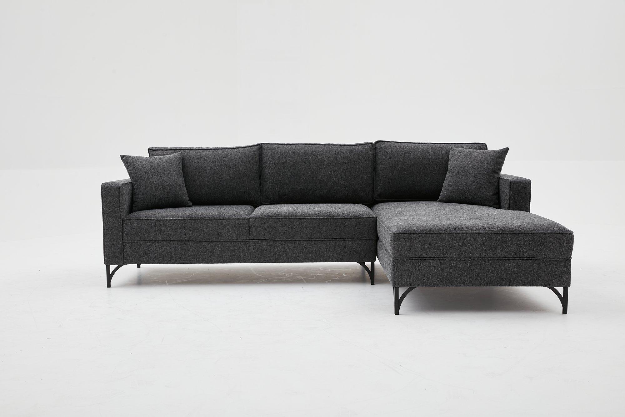 Lima Sofa Chaise Lounge Right Anthracite with golden legs 6