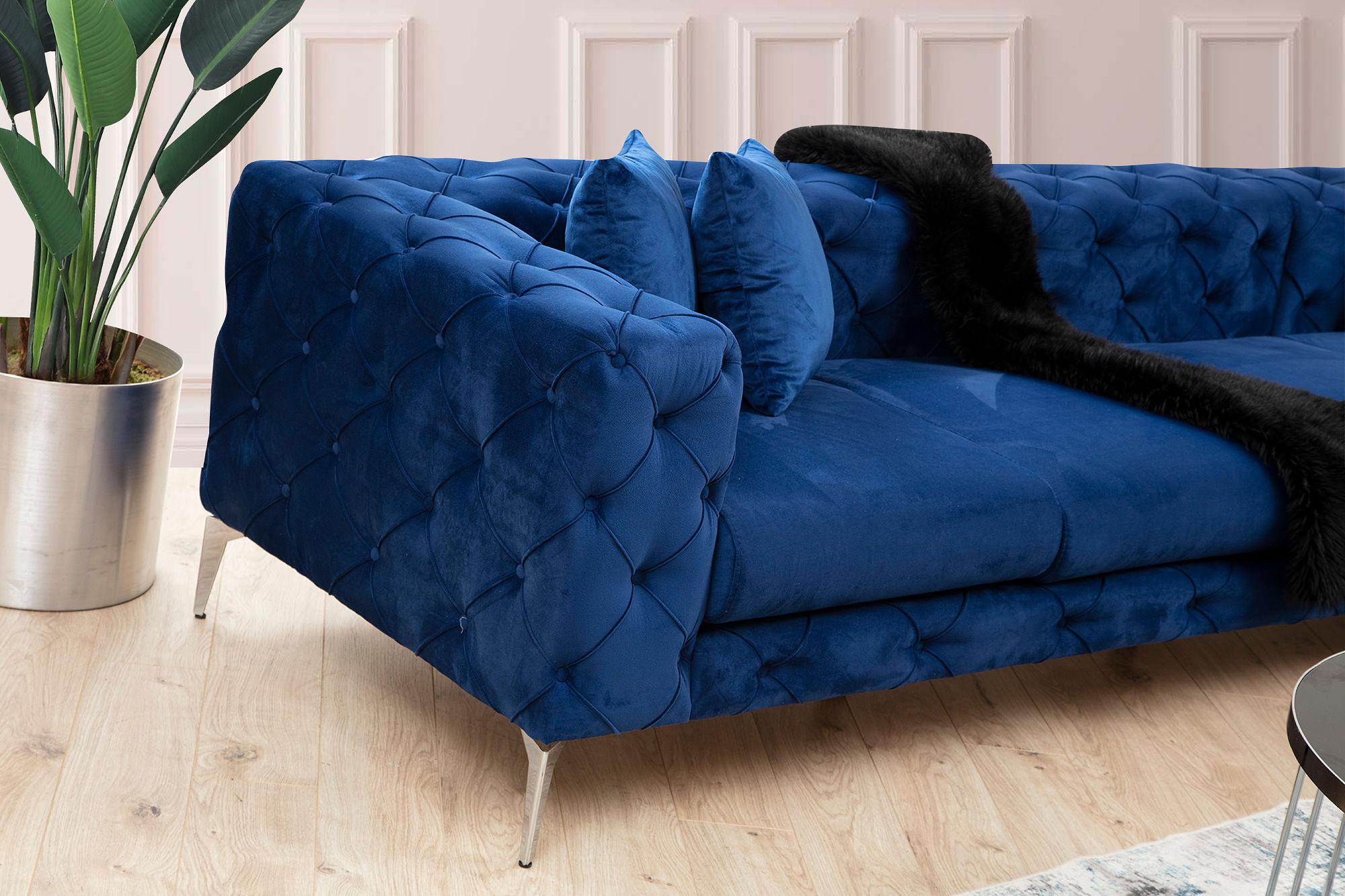 As corner sofa left navy blue 1