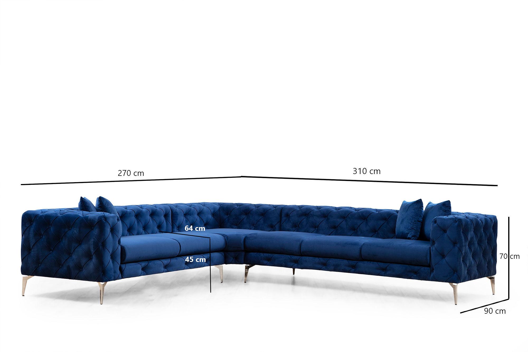 As corner sofa left navy blue 4