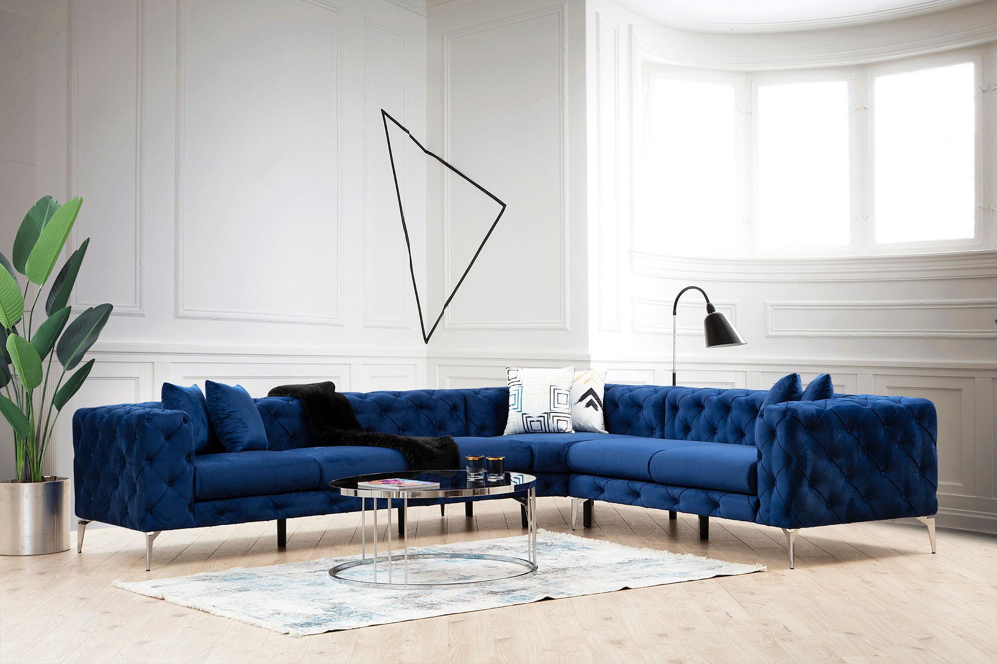 As corner sofa right navy blue 0