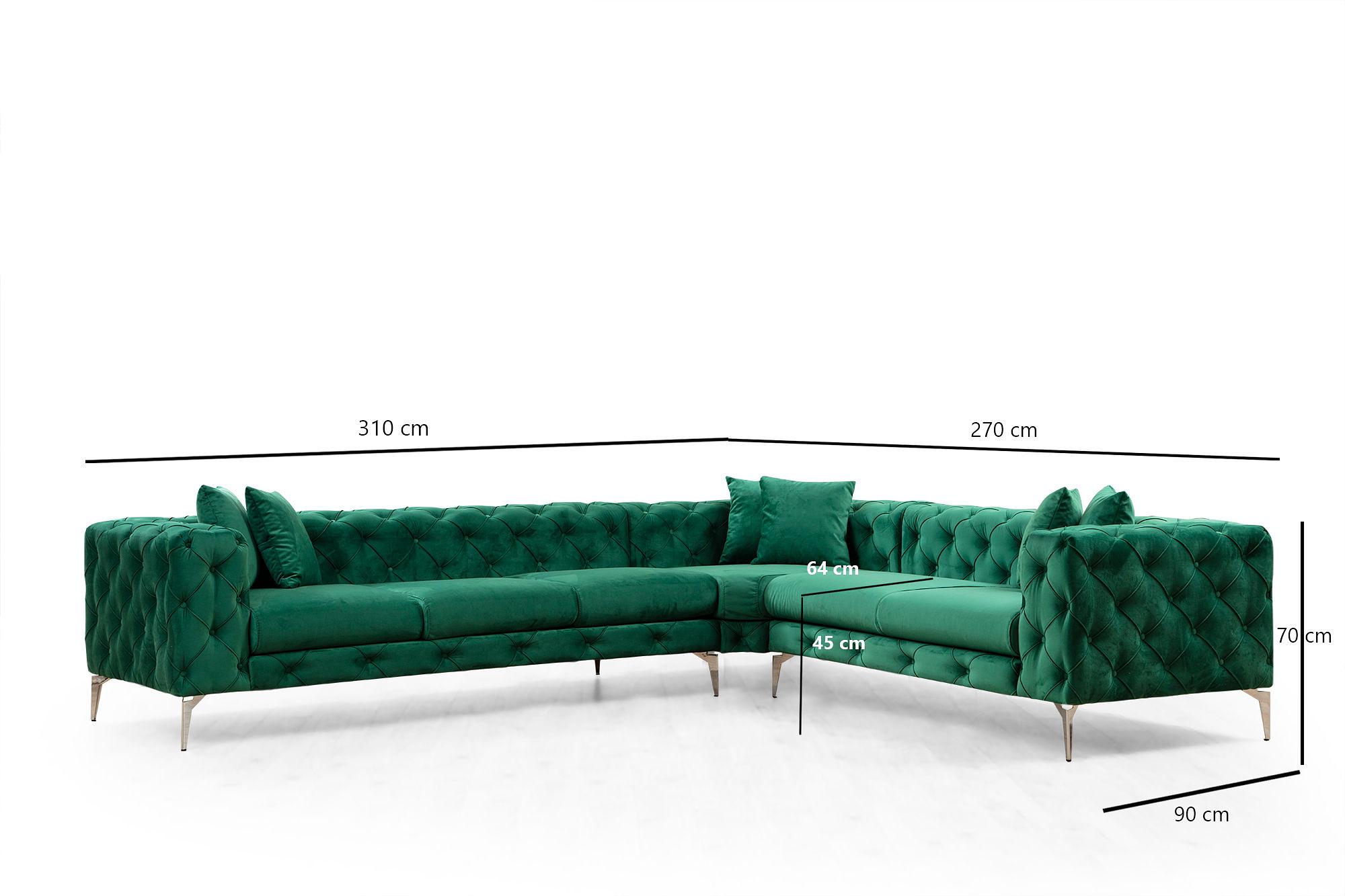 As corner sofa right green 7