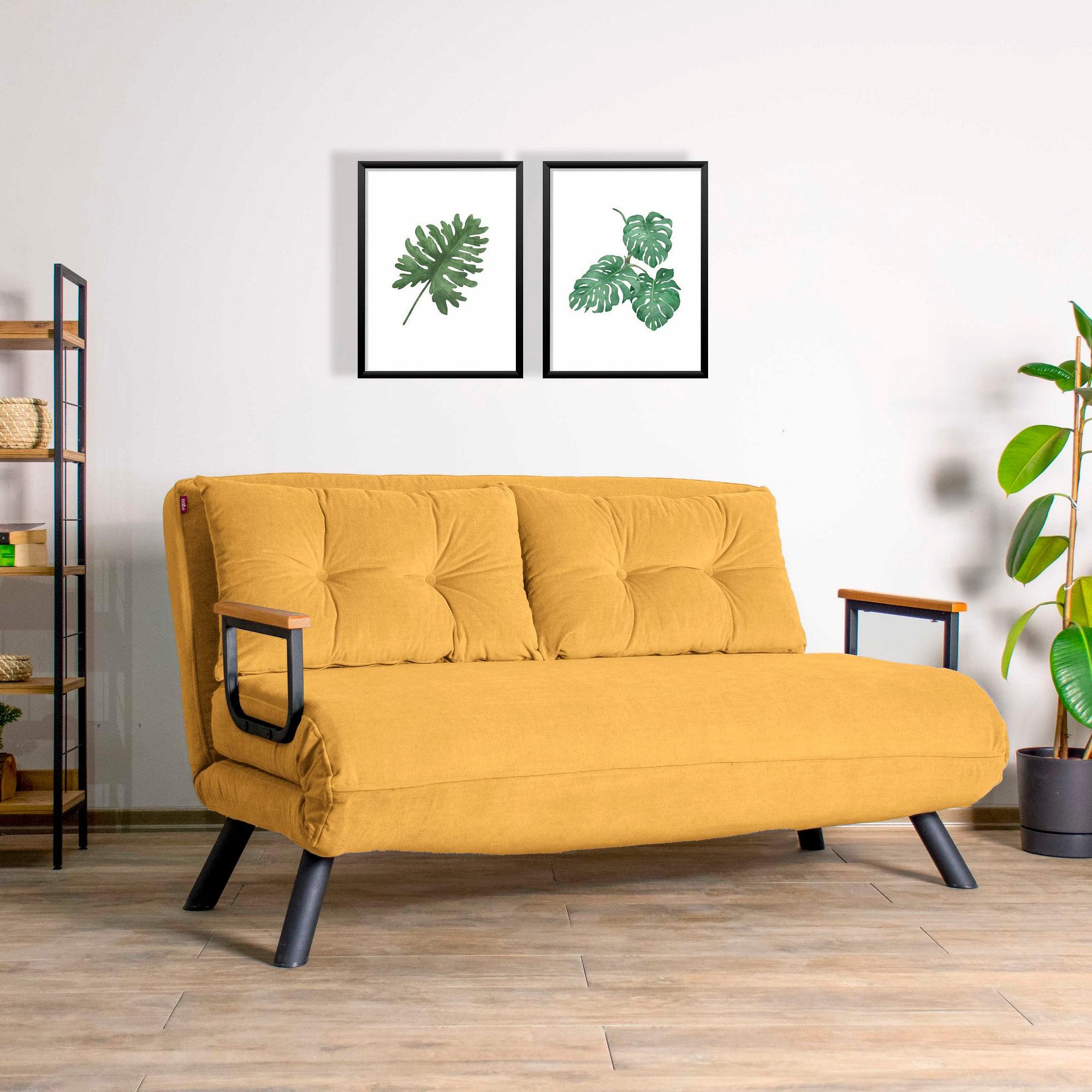 Sando divano letto 2 posti giallo senape 0