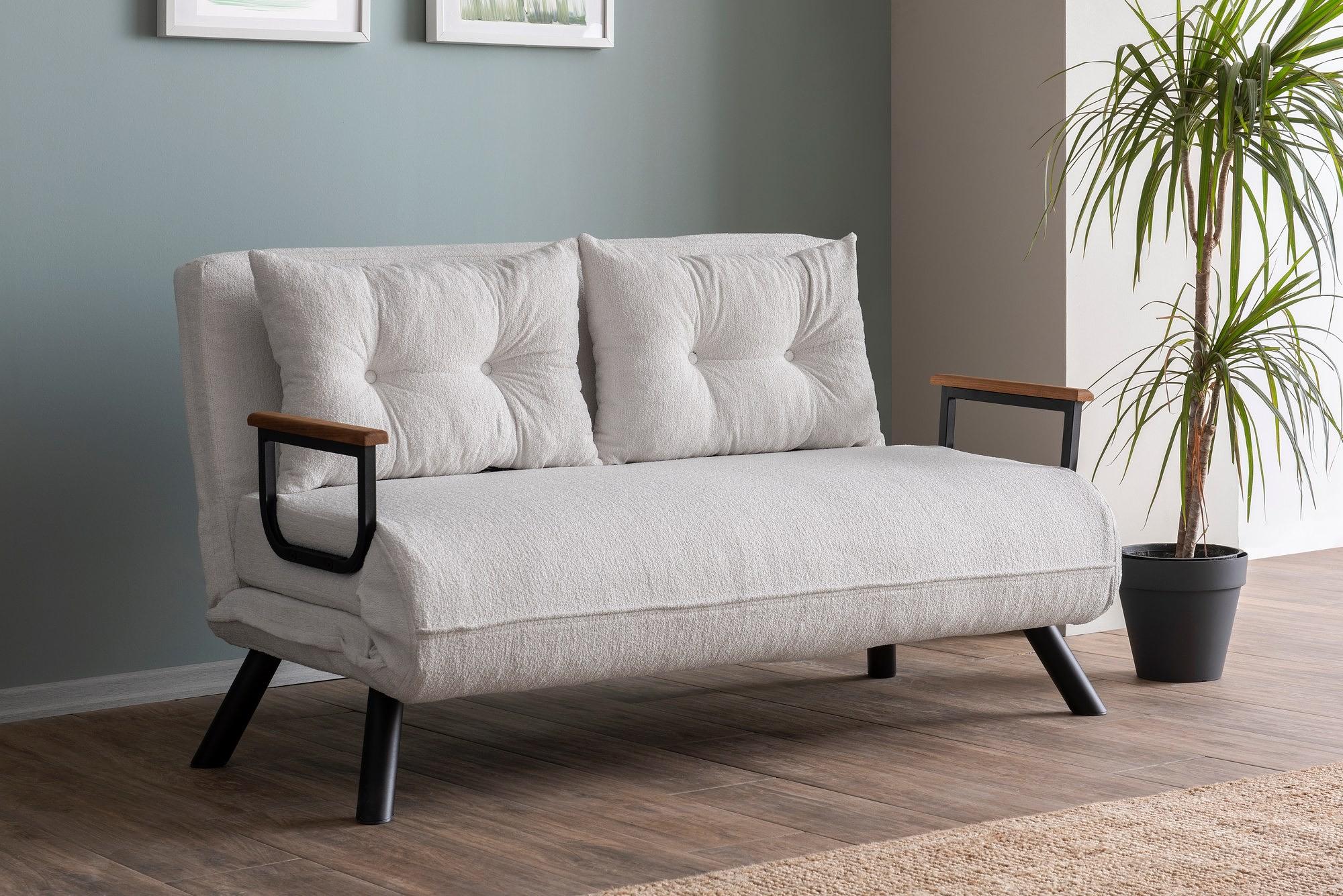 Sando Sofa bed 2-seater Bouclé White 0