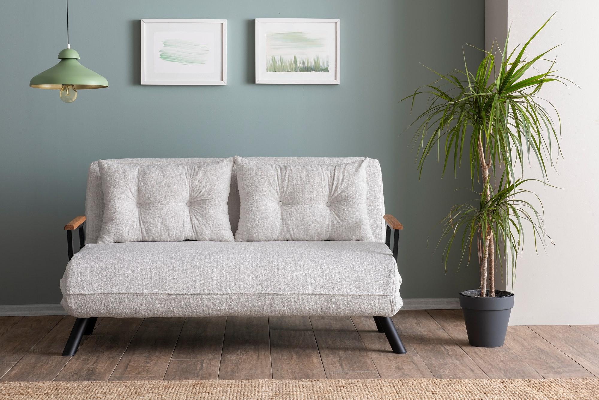 Sando Sofa bed 2-seater Bouclé White 1