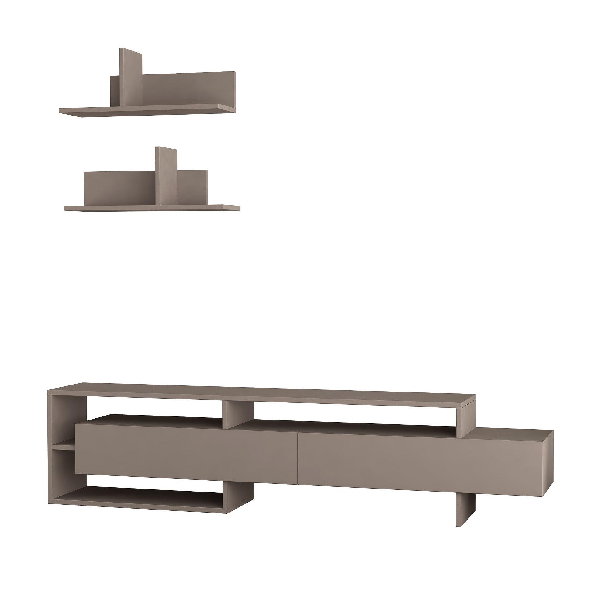Gara lowboard with wall shelf Light Mocha 2