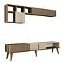 Milan lowboard with wall shelf walnut brown cream 5