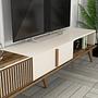 Milan lowboard with wall shelf walnut brown cream 4