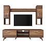 Lowboard with wall shelf with doors walnut brown 4