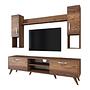 Lowboard with wall shelf with doors walnut brown 6
