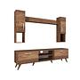 Lowboard with wall shelf with doors walnut brown 8