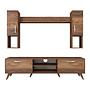 Lowboard with wall shelf with doors walnut brown 7