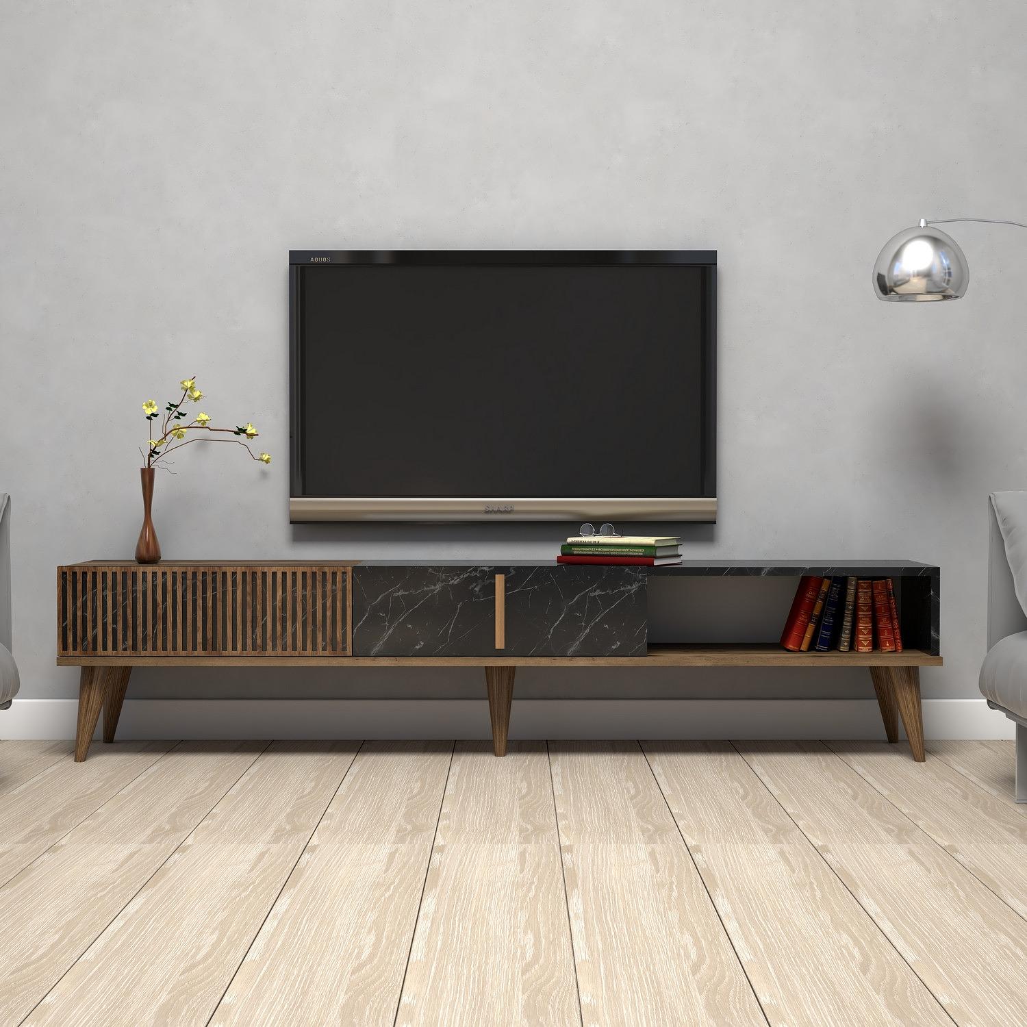 Milan lowboard walnut brown black 0