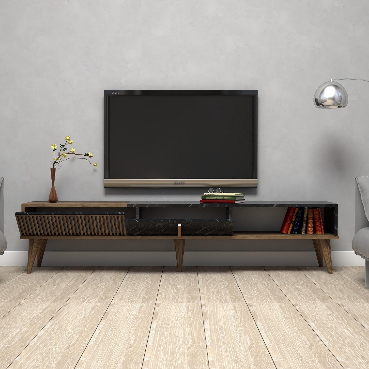 Milan lowboard walnut brown black 2
