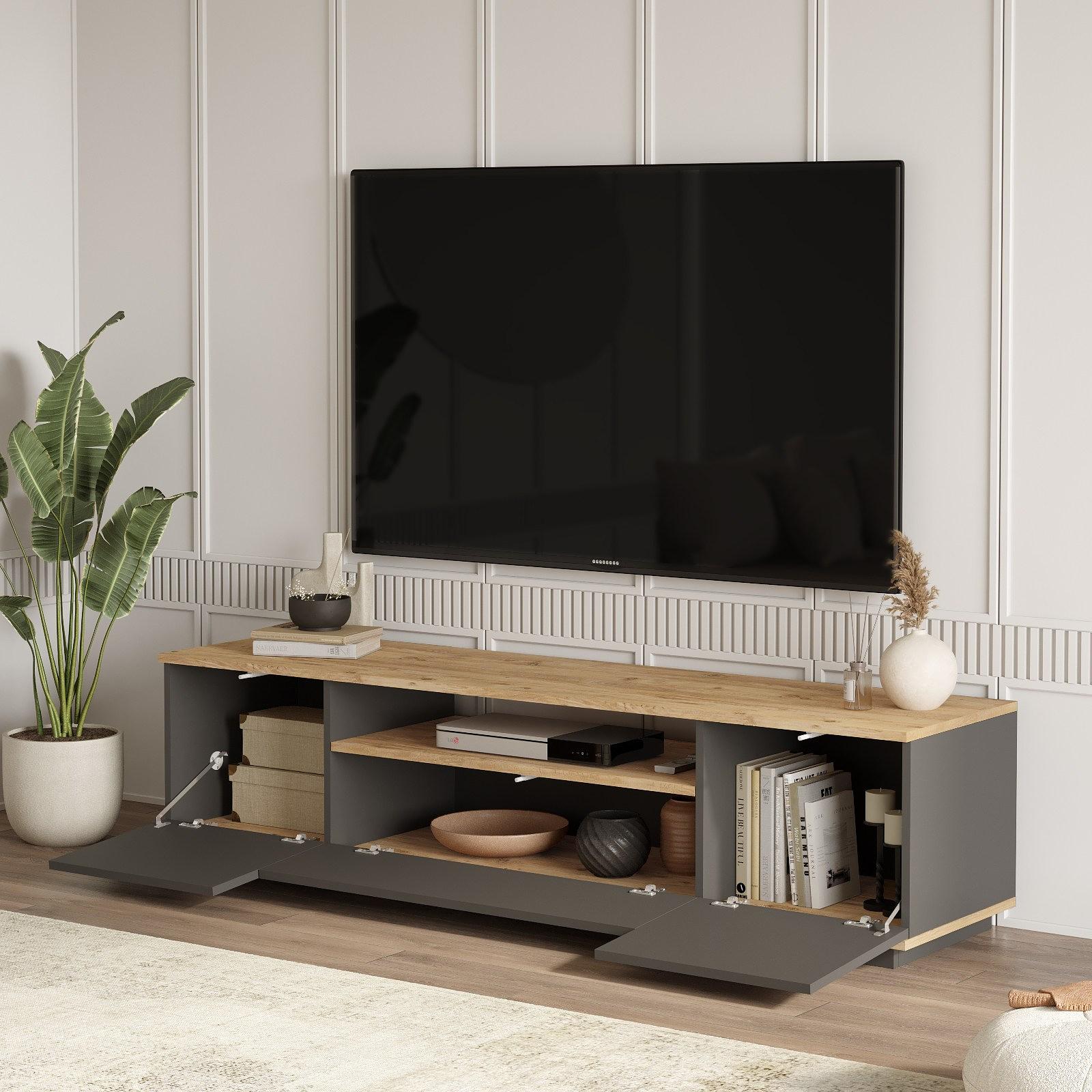 Lowboard with shelf Grey 3